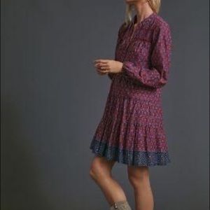 Anthropologie floral folk artsy knee length dress